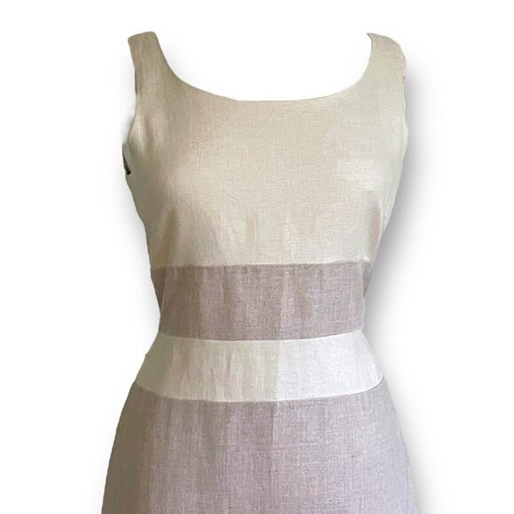 Peruvian Connection Womens Oatmeal Linen Dress Sz 6 Longline Sheath Minimalist - Picture 5 of 9